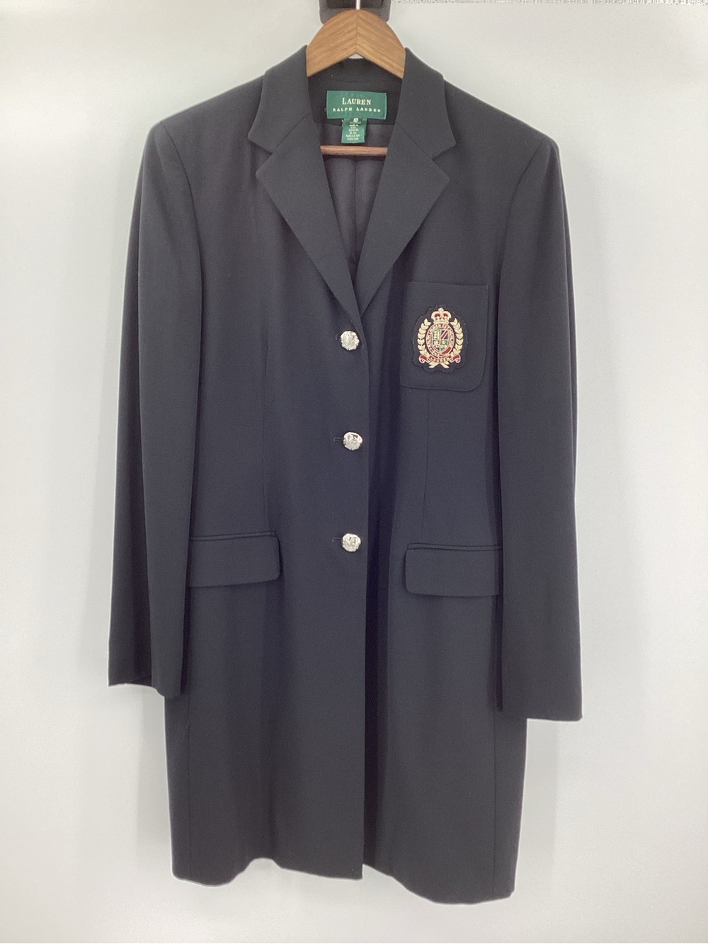Lauren Ralph Lauren Black Wool Long Crest Blazer